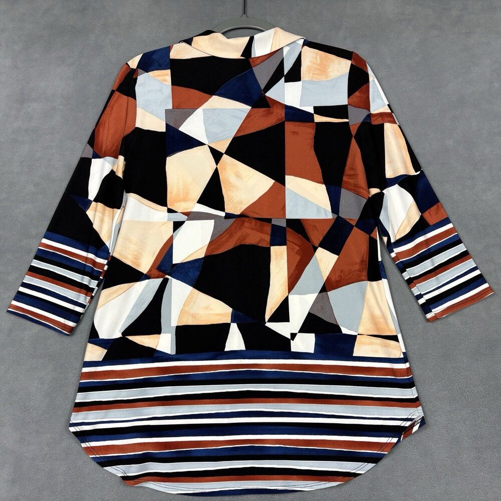 Joseph‎ Ribkoff Size 10 Geometric Tunic Top Abstract Stripe 3/4 Sleeve Luxury - Picture 3 of 6
